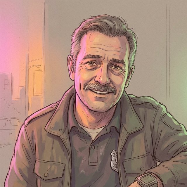Captain Marsh: grey hair, moustache, an olive field jacket.