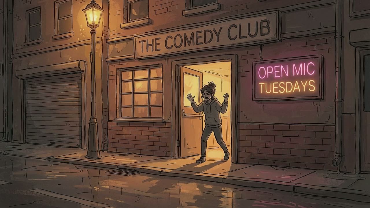 EXT. COMEDY CLUB - NIGHT.