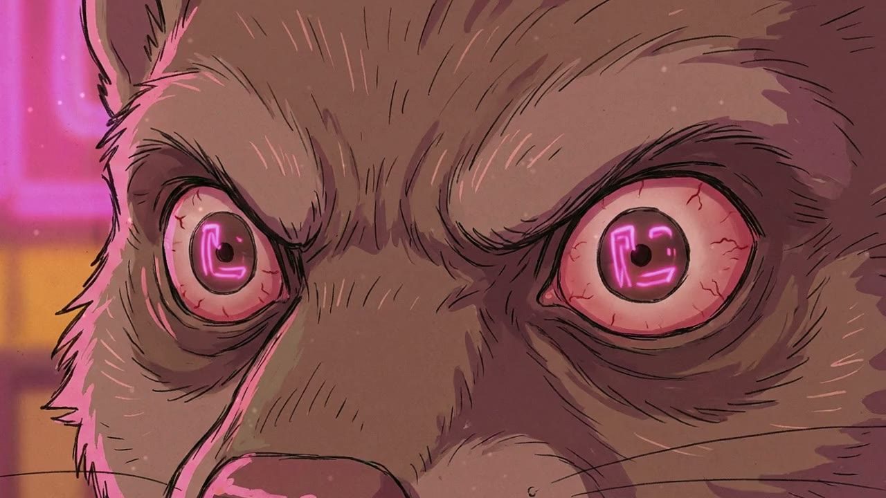 Extreme close-up on the Mongoose's eyes. They are wide, bloodshot, and filled with intense rage.